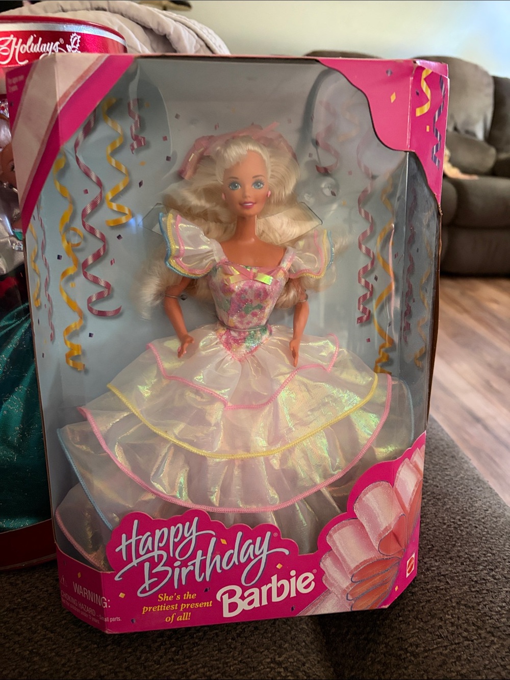 Mattel Barbie Happy Birthday Doll in Iridescent White and Pastel Trim